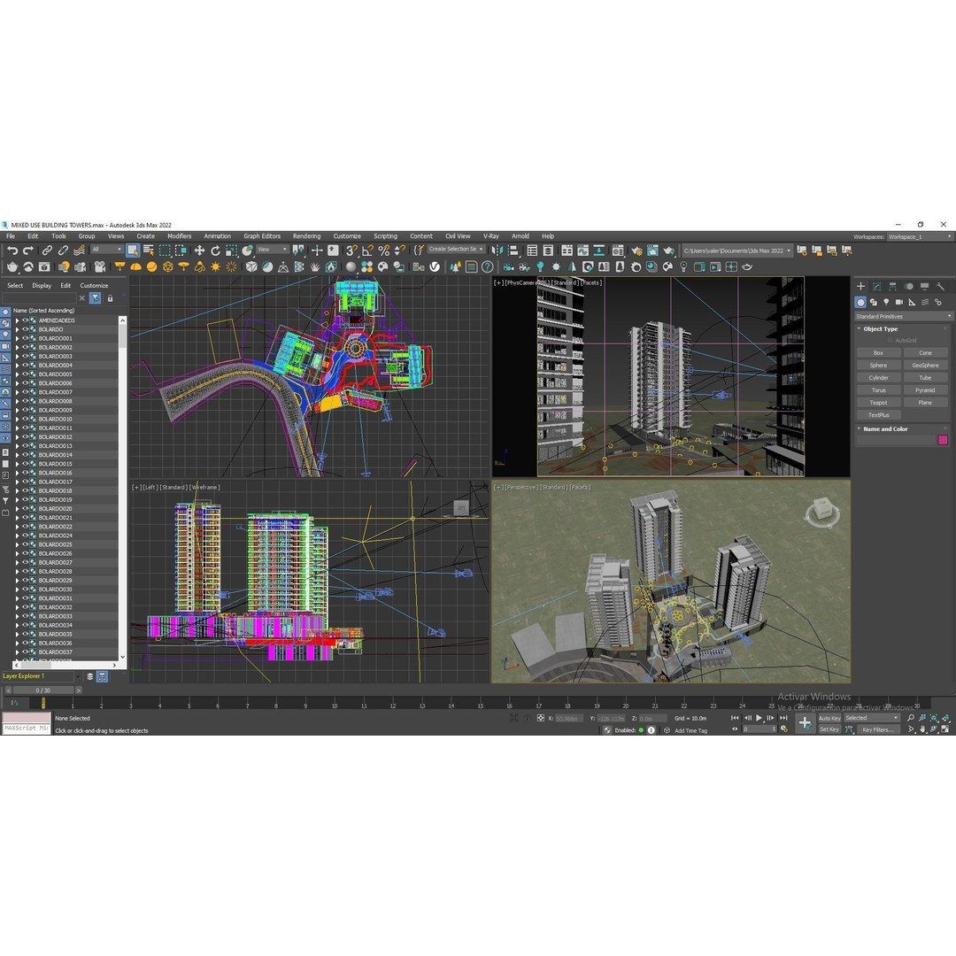 Mixed Use Building Towers 3D Model – Modern Design, FBX, OBJ, Archviz - View 22