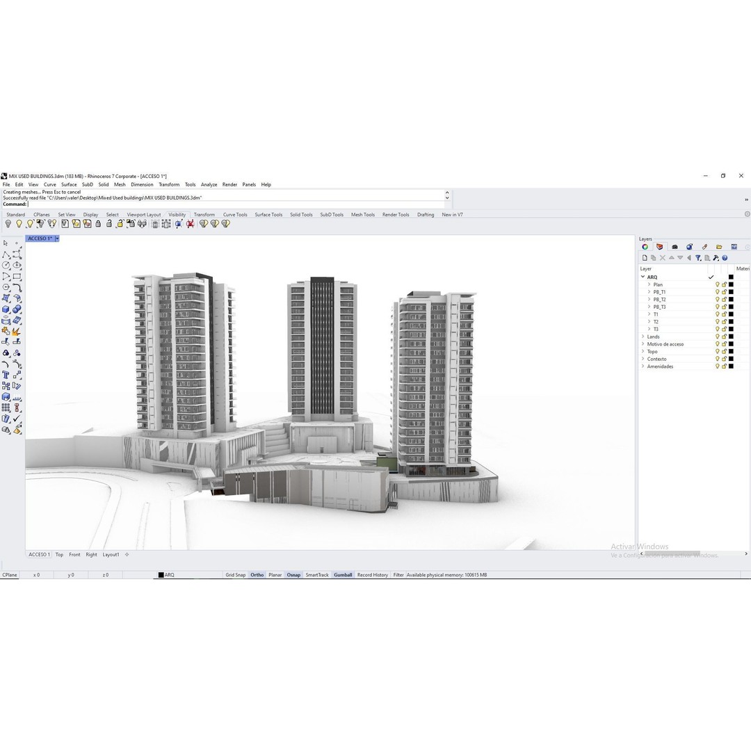 Mixed Use Building Towers 3D Model – Modern Design, FBX, OBJ, Archviz - View 33