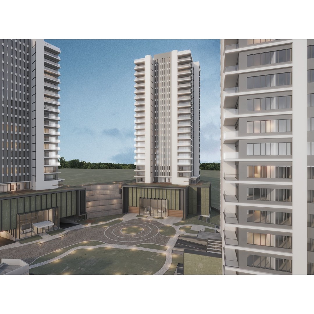 Mixed Use Building Towers 3D Model – Modern Design, FBX, OBJ, Archviz - View 5