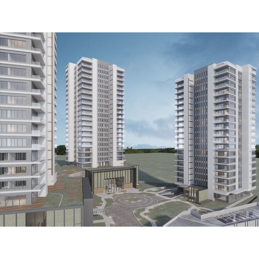 Mixed Use Building Towers 3D Model – Modern Design, FBX, OBJ, Archviz - View 6