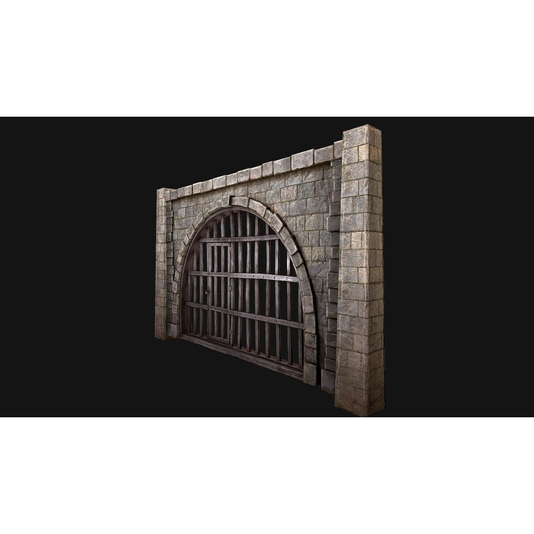 Medieval Prison Bars 3D Model – Low Poly Game Asset, FBX - View 10