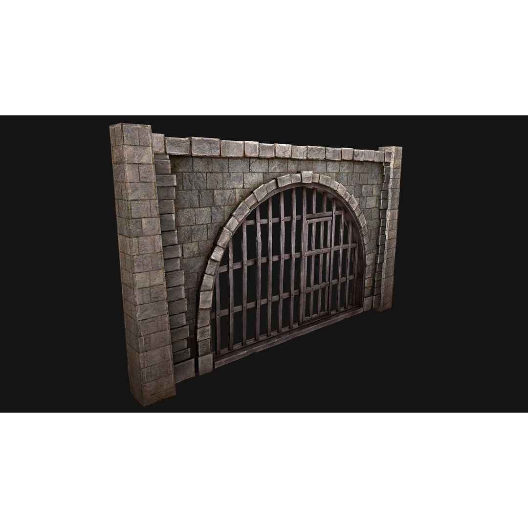 Medieval Prison Bars 3D Model – Low Poly Game Asset, FBX - View 11