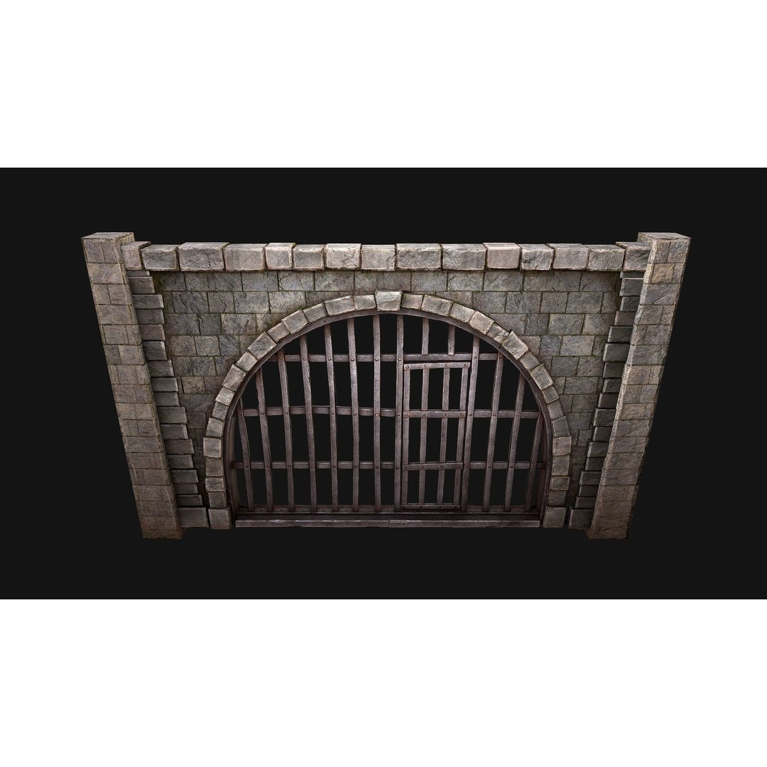 Medieval Prison Bars 3D Model – Low Poly Game Asset, FBX - View 12