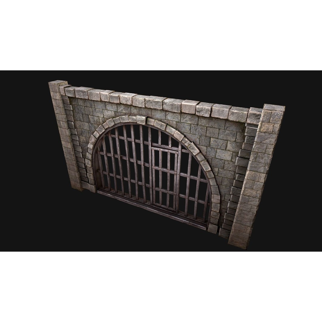 Medieval Prison Bars 3D Model – Low Poly Game Asset, FBX - View 13
