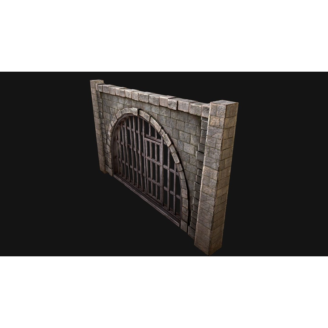 Medieval Prison Bars 3D Model – Low Poly Game Asset, FBX - View 14