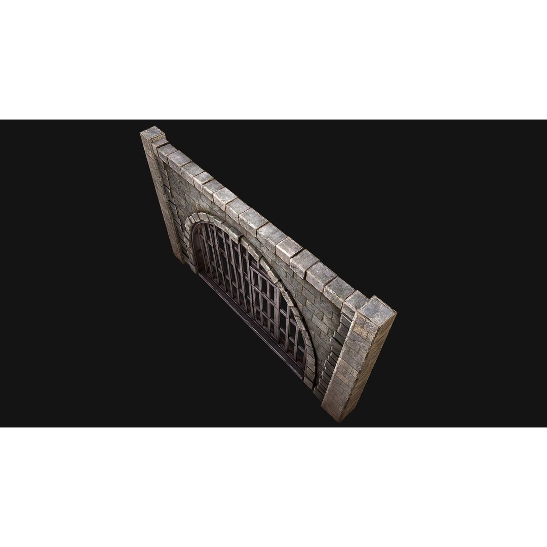 Medieval Prison Bars 3D Model – Low Poly Game Asset, FBX - View 15