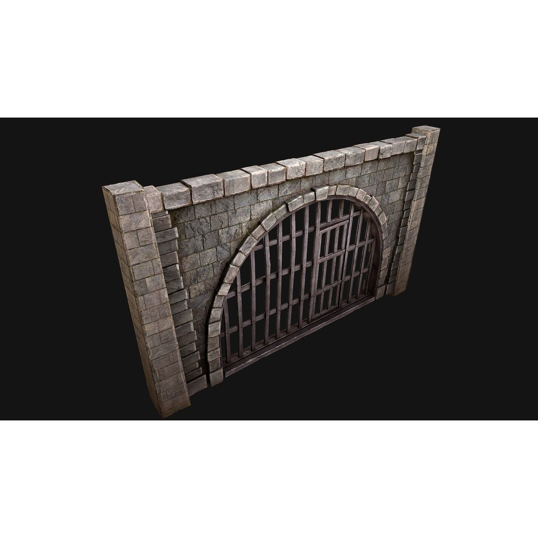 Medieval Prison Bars 3D Model – Low Poly Game Asset, FBX - View 16
