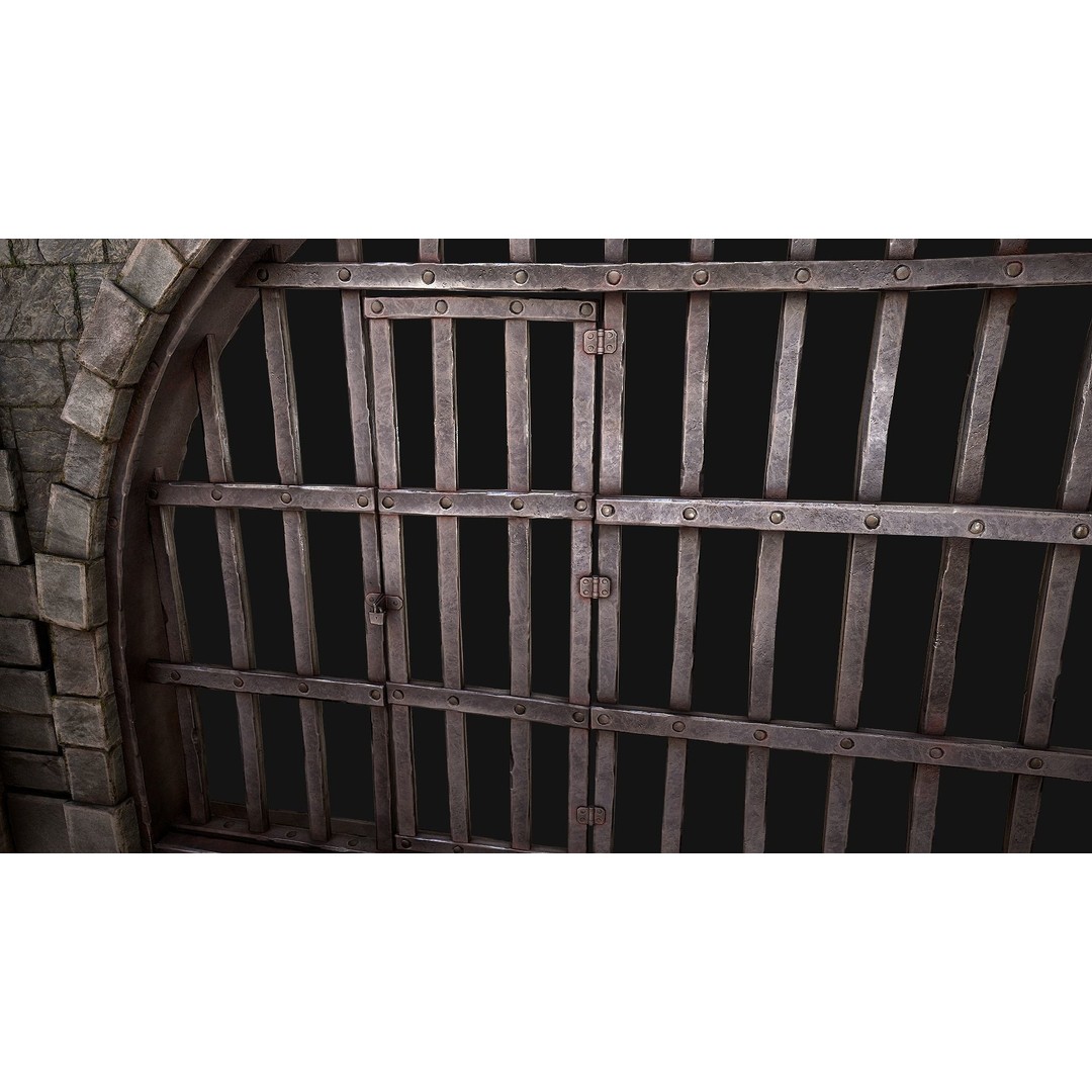 Medieval Prison Bars 3D Model – Low Poly Game Asset, FBX - View 17