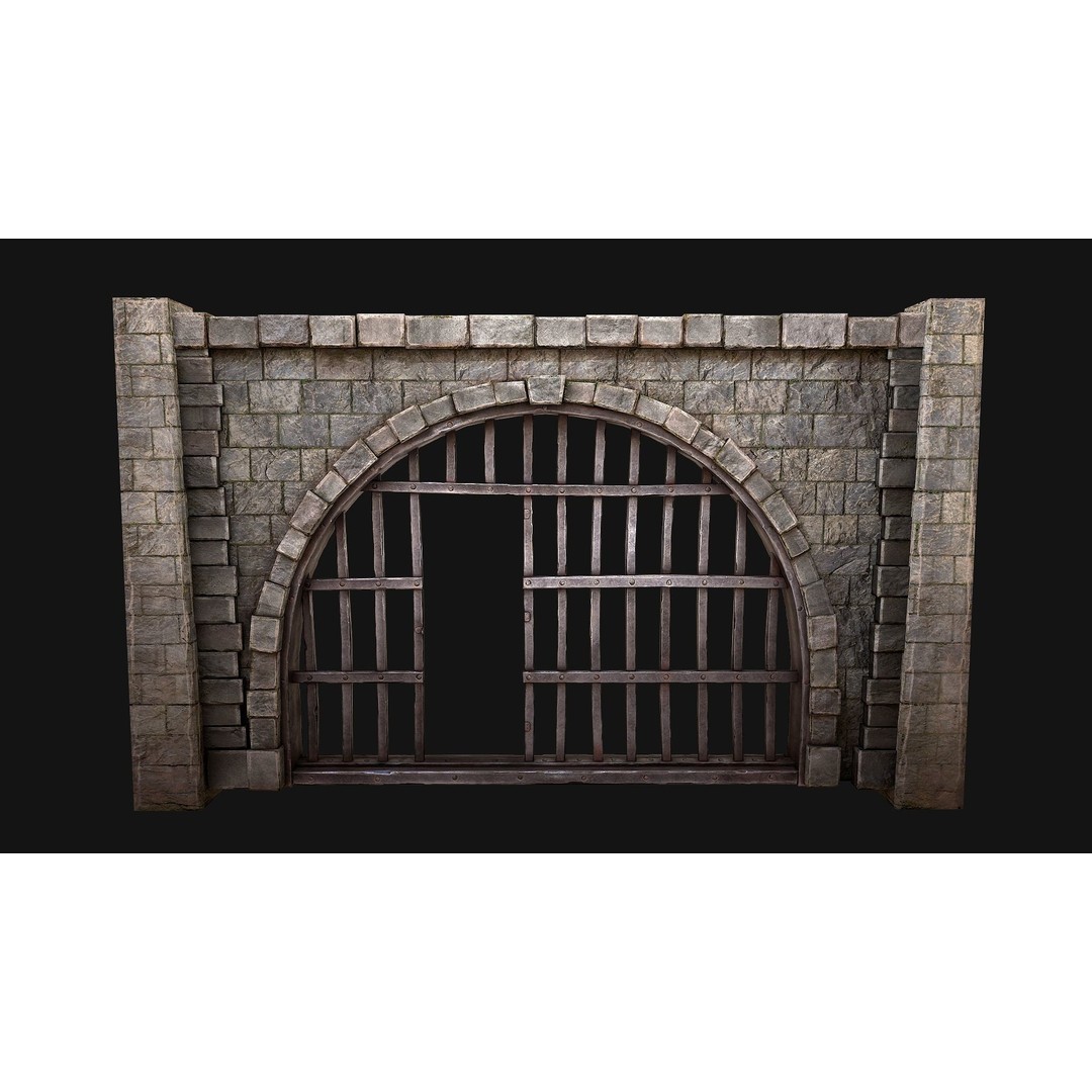 Medieval Prison Bars 3D Model – Low Poly Game Asset, FBX - View 19