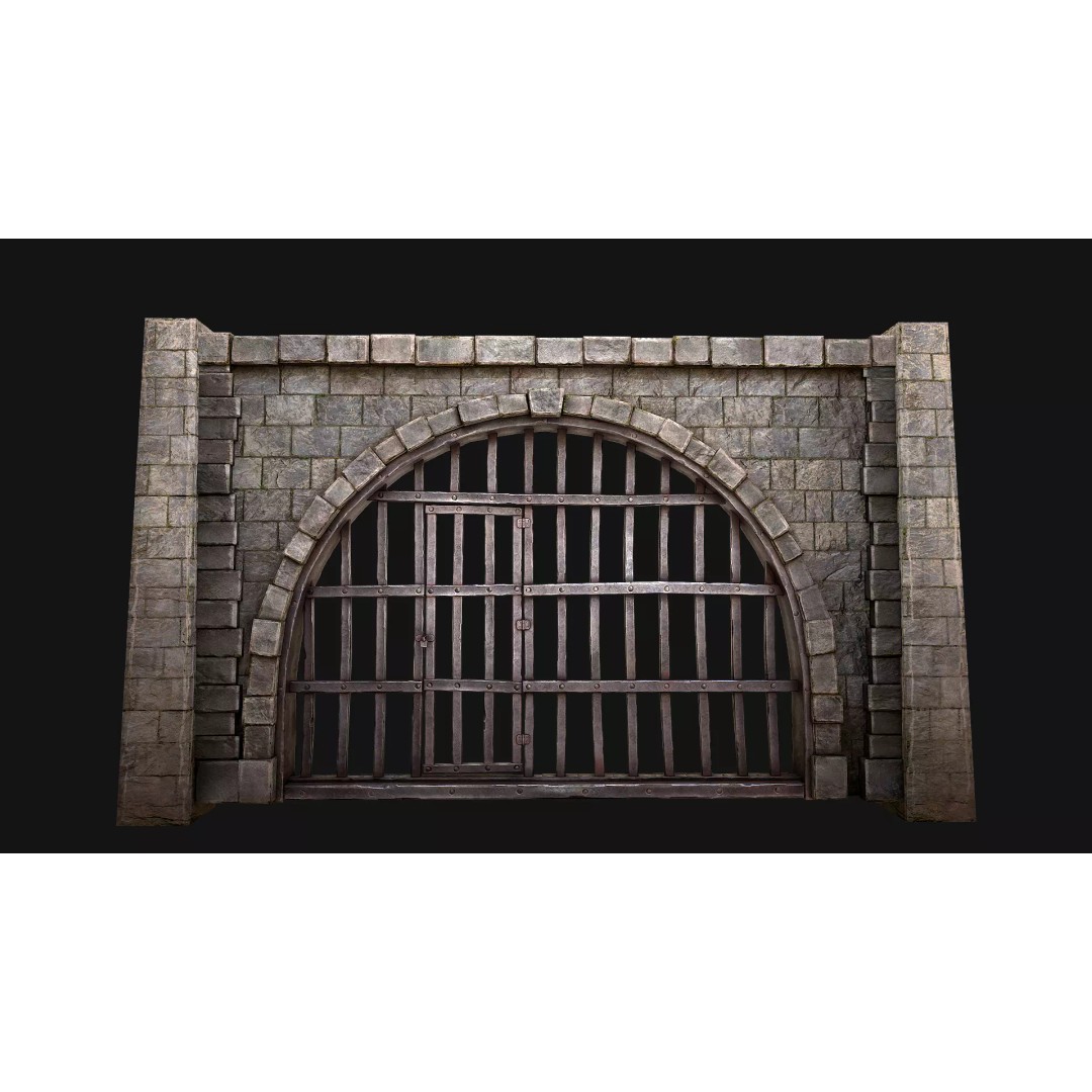 Medieval Prison Bars 3D Model – Low Poly Game Asset, FBX - View 2