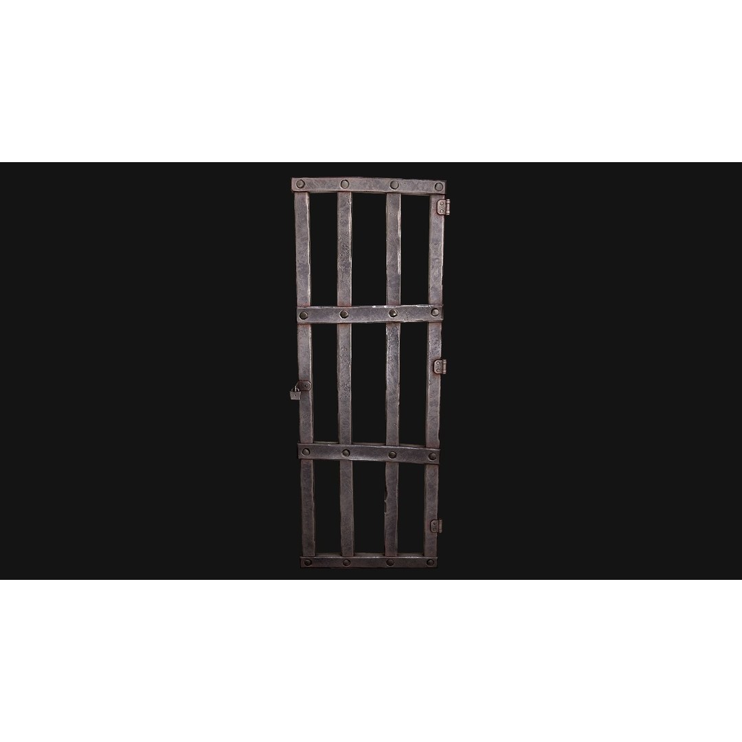 Medieval Prison Bars 3D Model – Low Poly Game Asset, FBX - View 20
