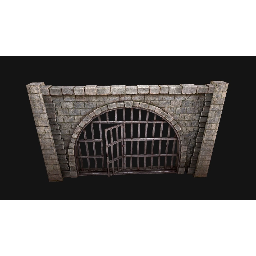 Medieval Prison Bars 3D Model – Low Poly Game Asset, FBX - View 3