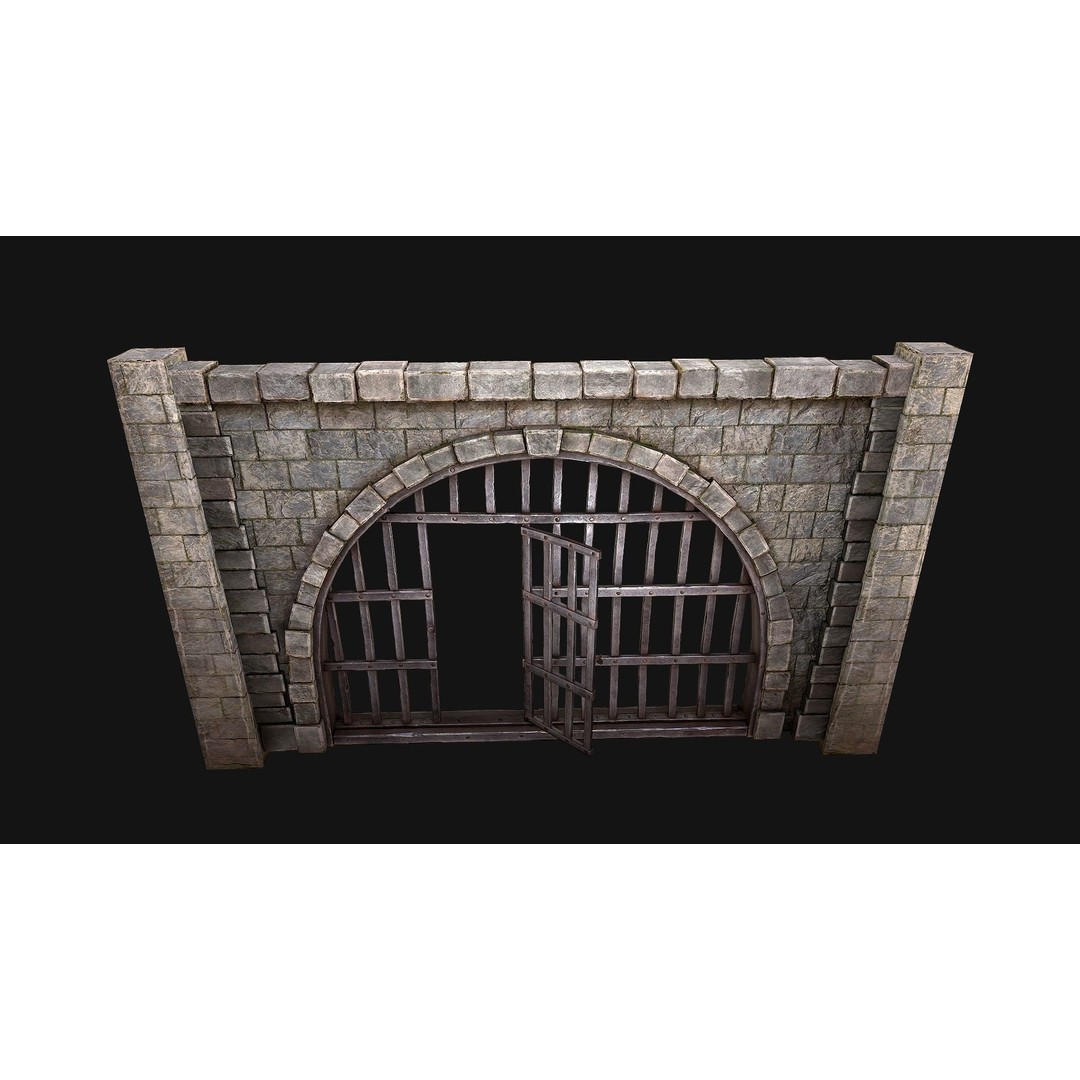 Medieval Prison Bars 3D Model – Low Poly Game Asset, FBX - View 4
