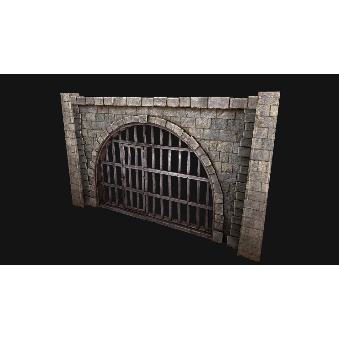 Medieval Prison Bars 3D Model – Low Poly Game Asset, FBX - View 7