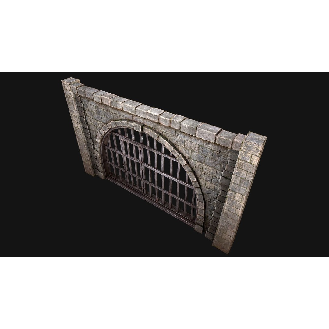 Medieval Prison Bars 3D Model – Low Poly Game Asset, FBX - View 8