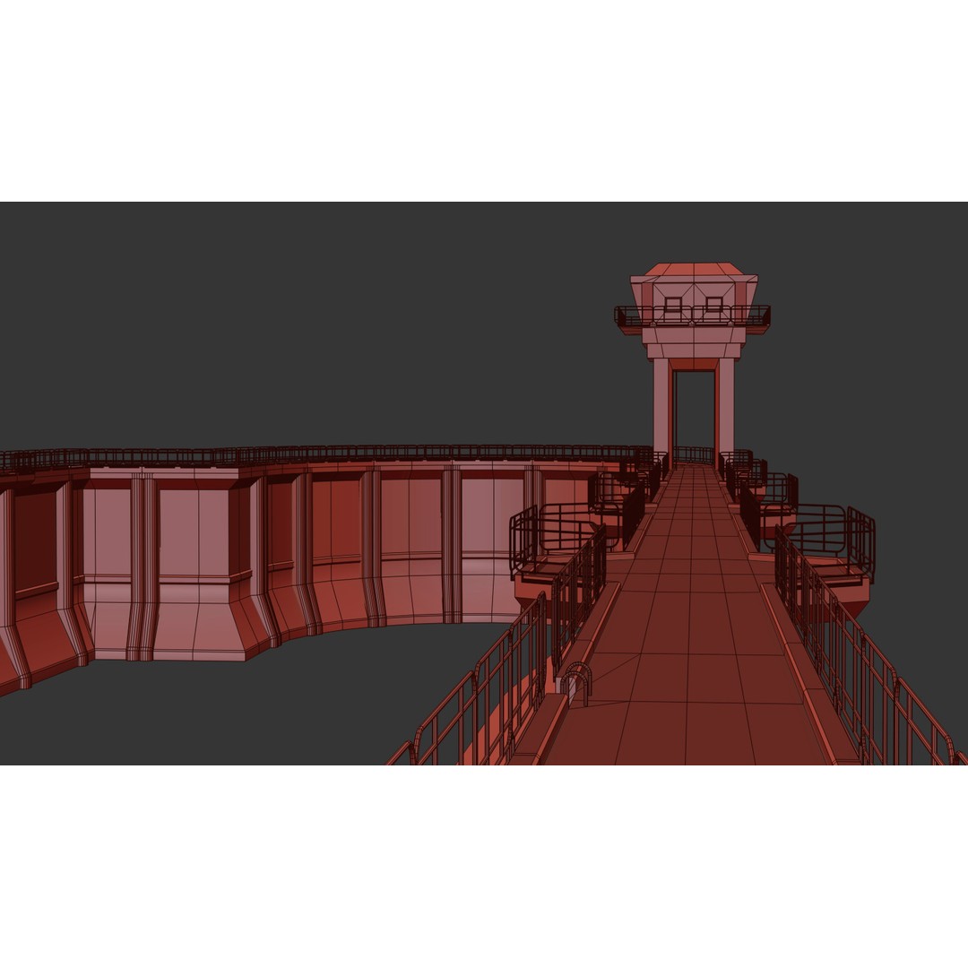 Giant Defence Wall 3D Model – Low Poly PBR Game Asset, FBX