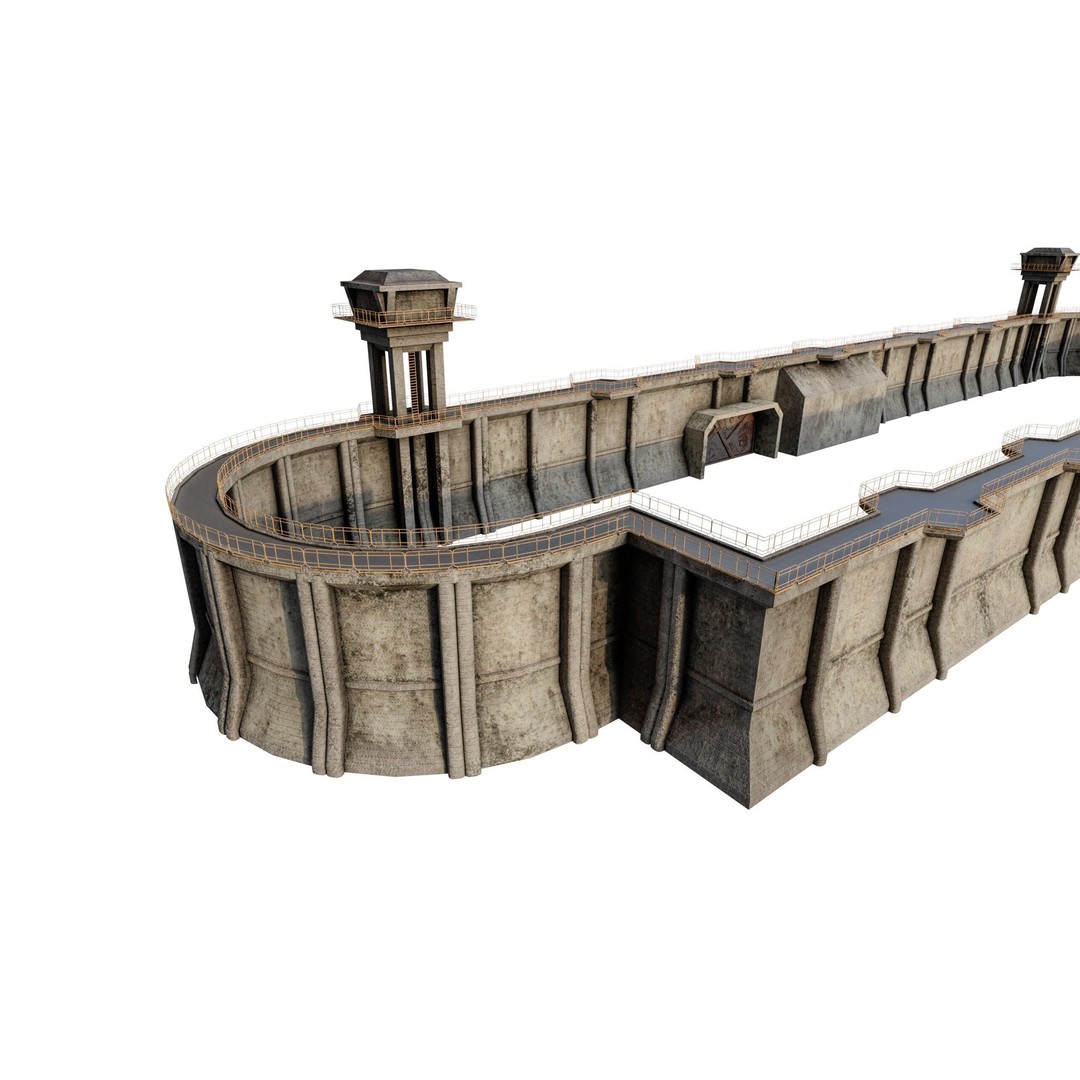 Giant Defence Wall 3D Model – Low Poly PBR Game Asset, FBX - View 3