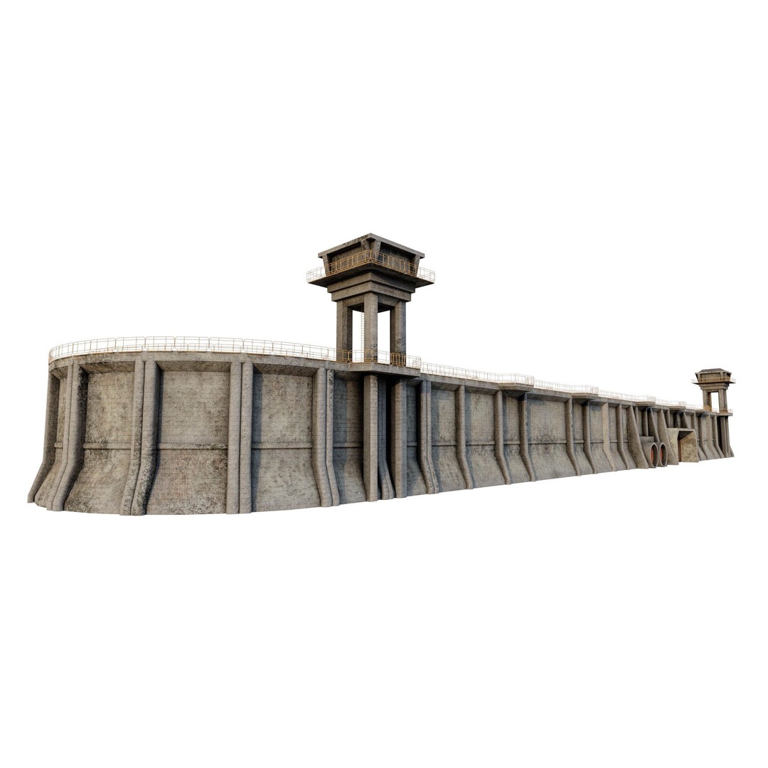 Giant Defence Wall 3D Model – Low Poly PBR Game Asset, FBX - View 5