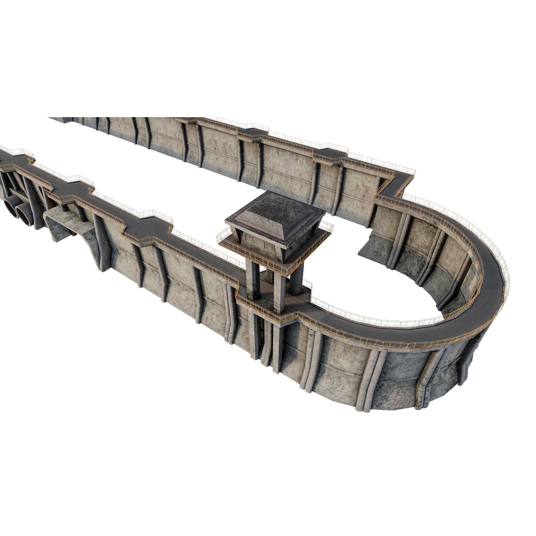 Giant Defence Wall 3D Model – Low Poly PBR Game Asset, FBX - View 8
