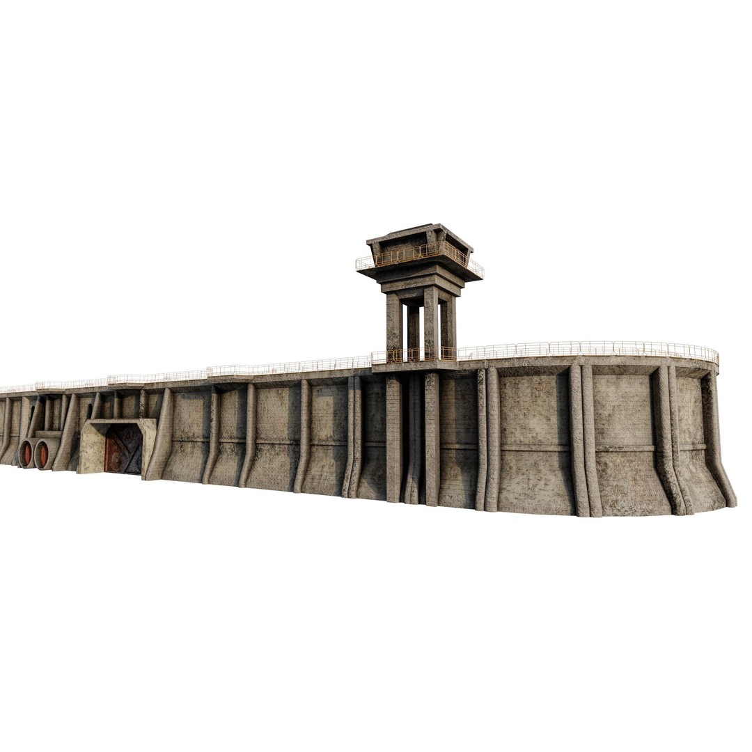 Giant Defence Wall 3D Model – Low Poly PBR Game Asset, FBX - View 9