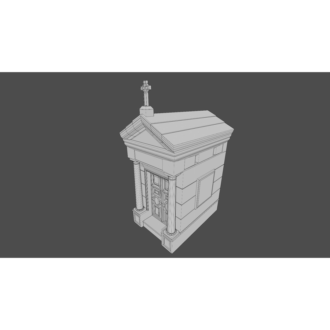 Cemetery Mausoleum 3D Model – Low Poly Game Asset, FBX & OBJ