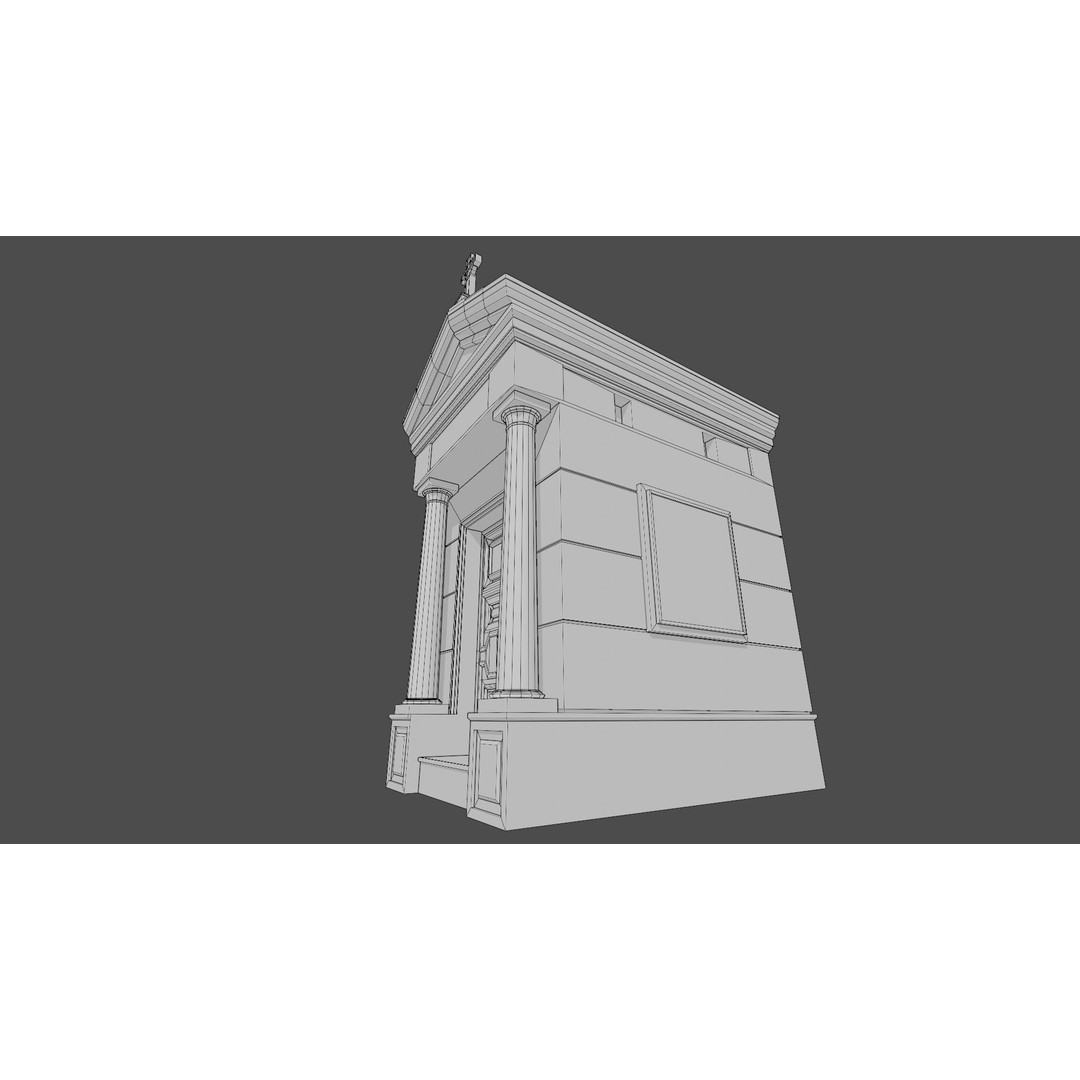 Cemetery Mausoleum 3D Model – Low Poly Game Asset, FBX & OBJ - View 10
