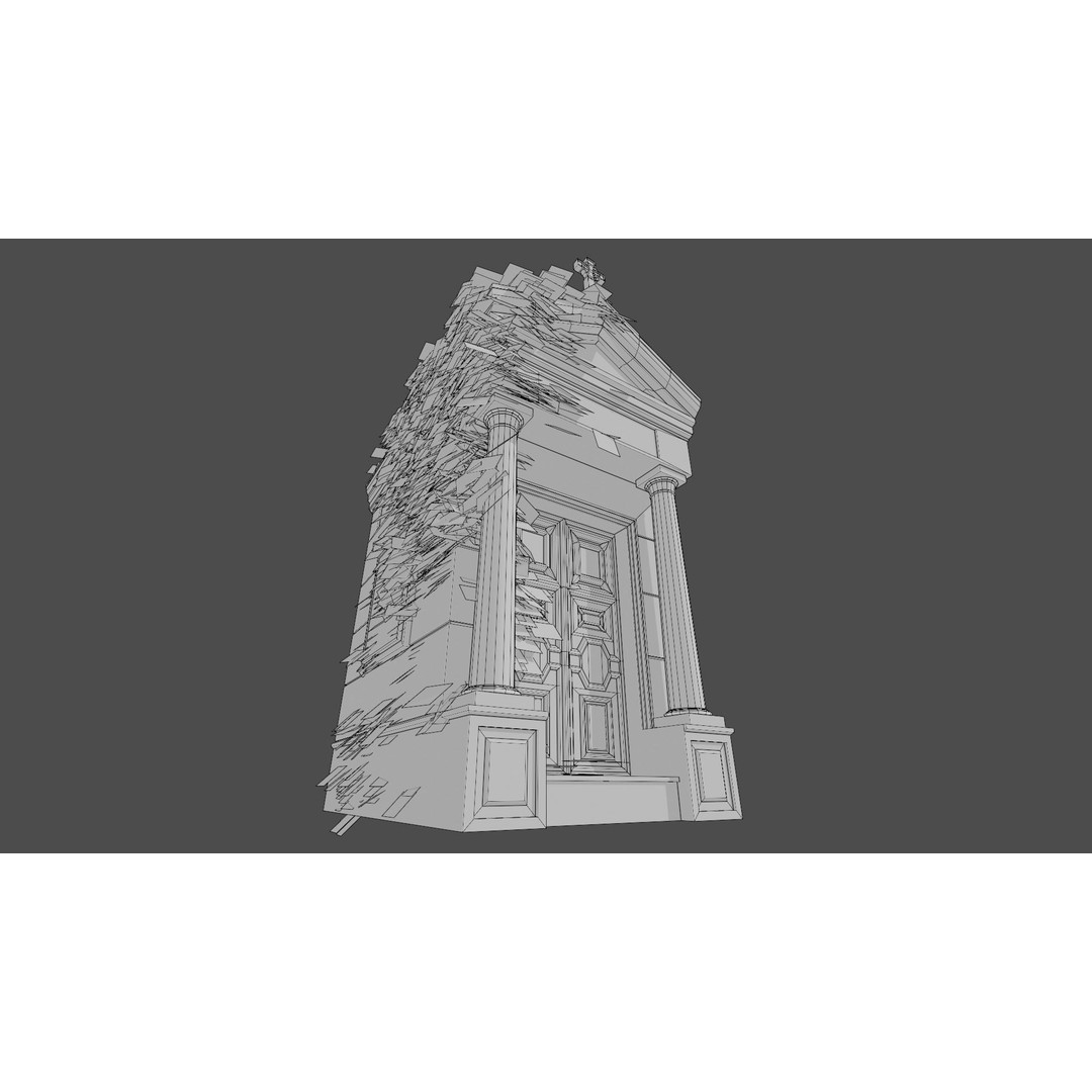 Cemetery Mausoleum 3D Model – Low Poly Game Asset, FBX & OBJ - View 12