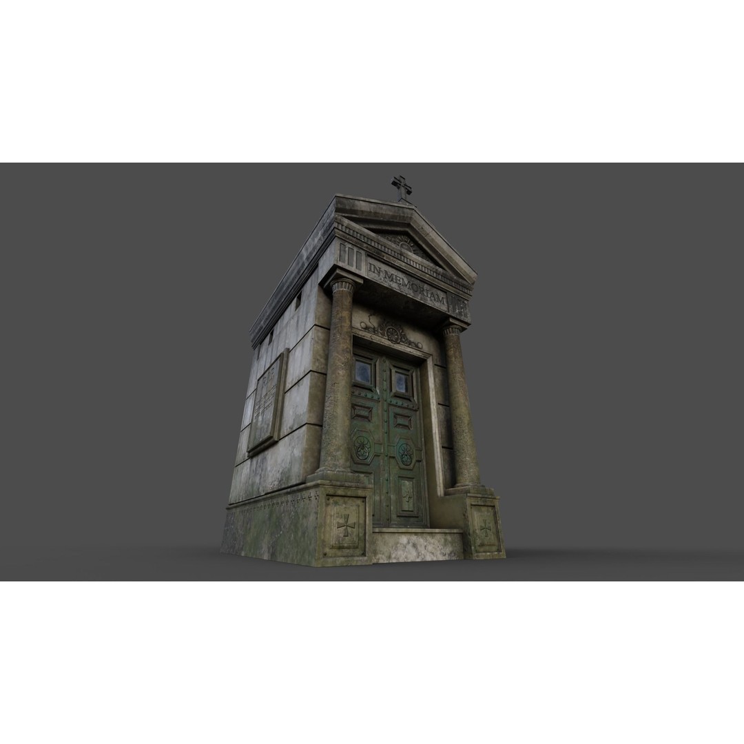 Cemetery Mausoleum 3D Model – Low Poly Game Asset, FBX & OBJ - View 13