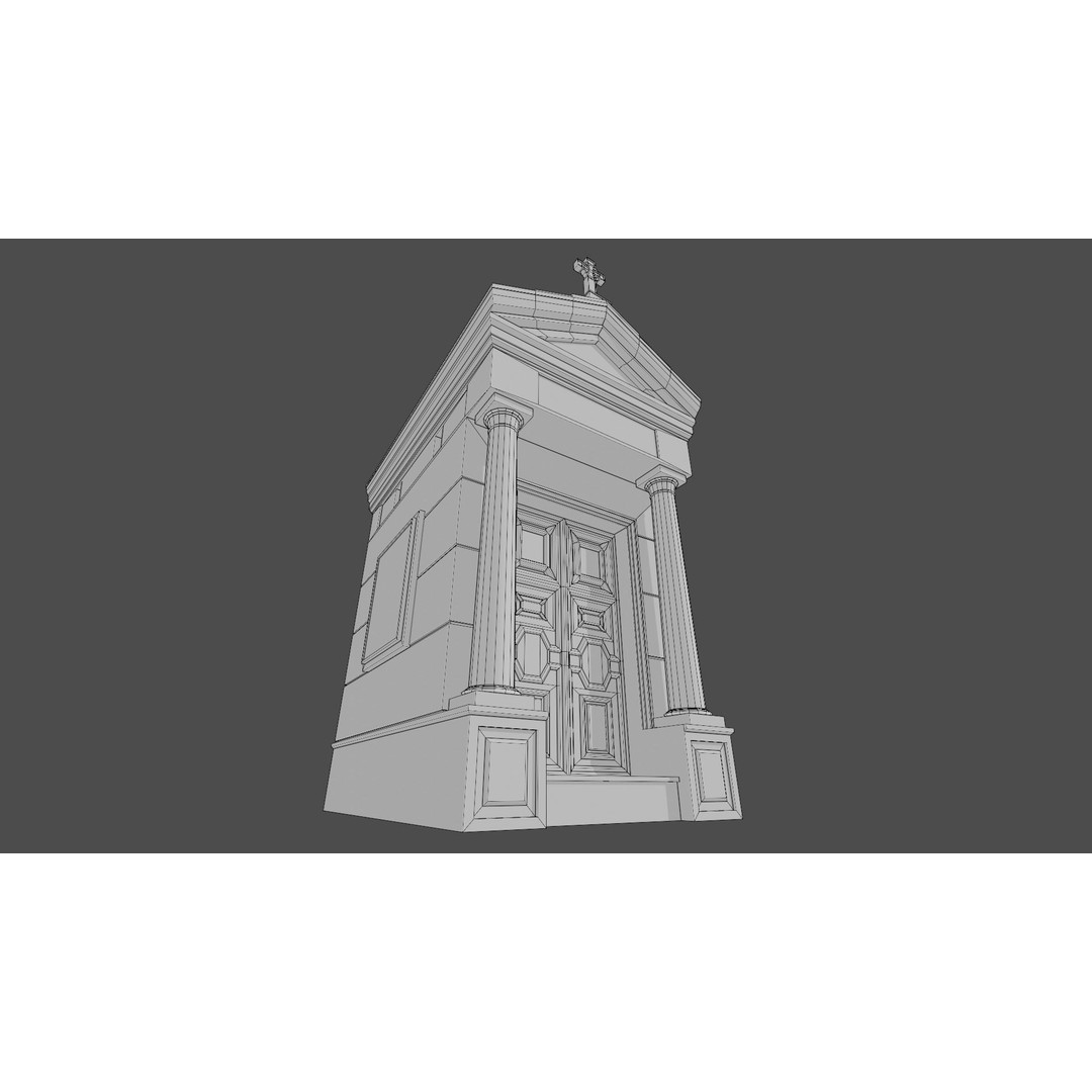 Cemetery Mausoleum 3D Model – Low Poly Game Asset, FBX & OBJ - View 14