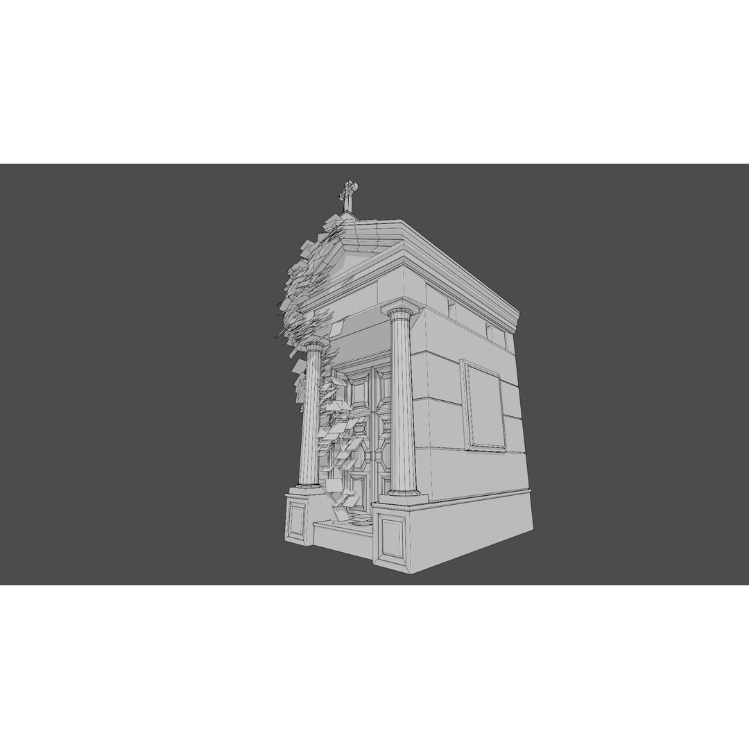 Cemetery Mausoleum 3D Model – Low Poly Game Asset, FBX & OBJ - View 16