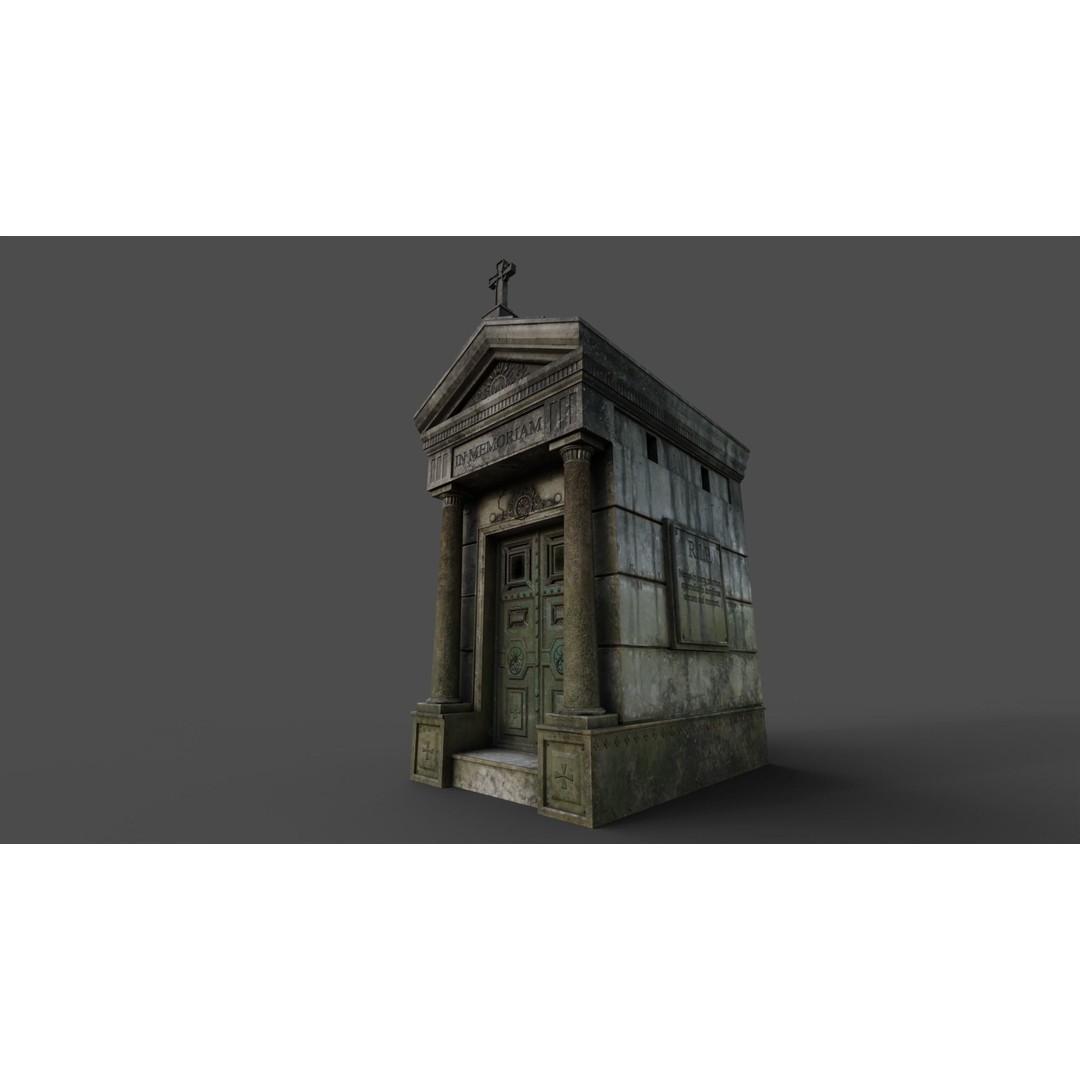 Cemetery Mausoleum 3D Model – Low Poly Game Asset, FBX & OBJ - View 17