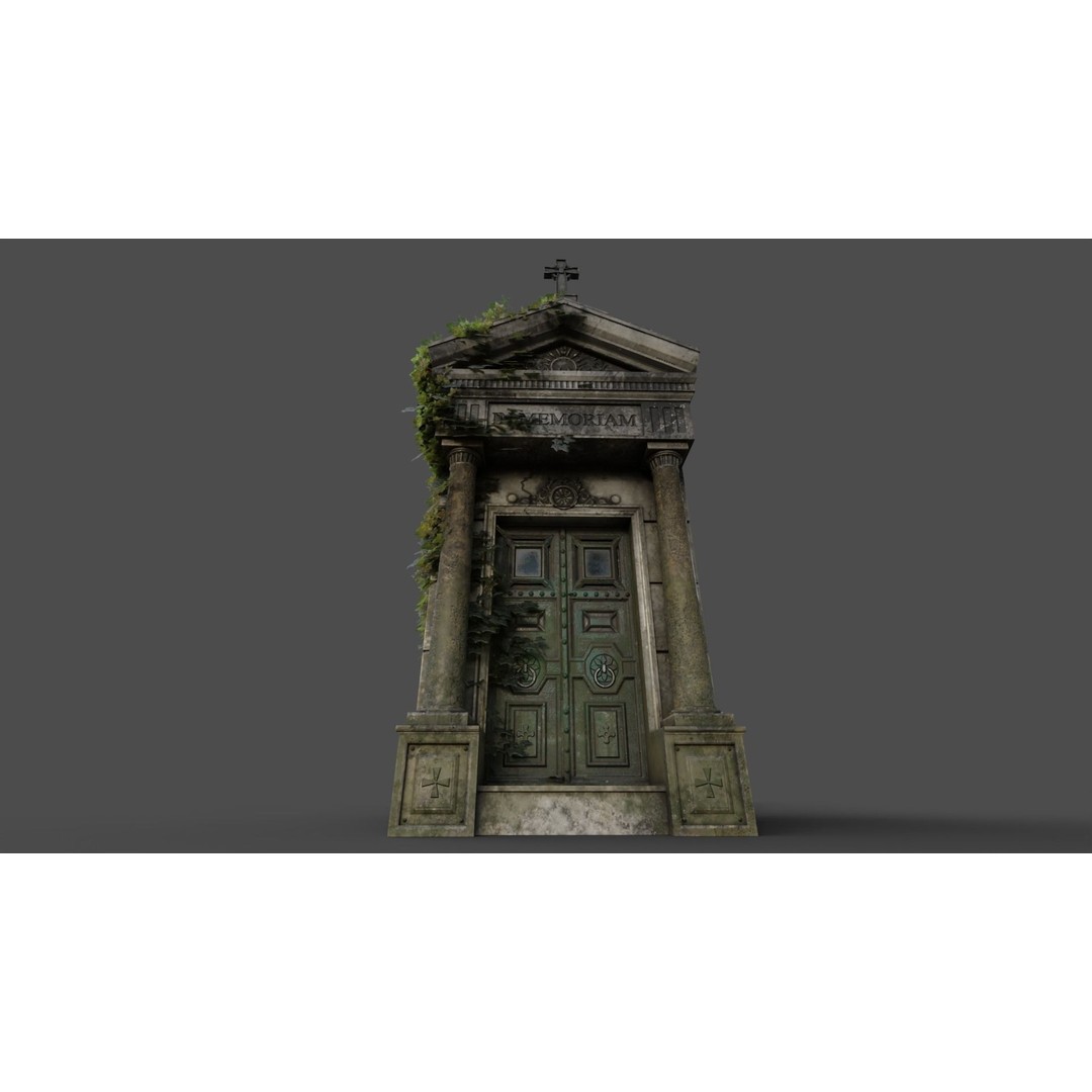 Cemetery Mausoleum 3D Model – Low Poly Game Asset, FBX & OBJ - View 19