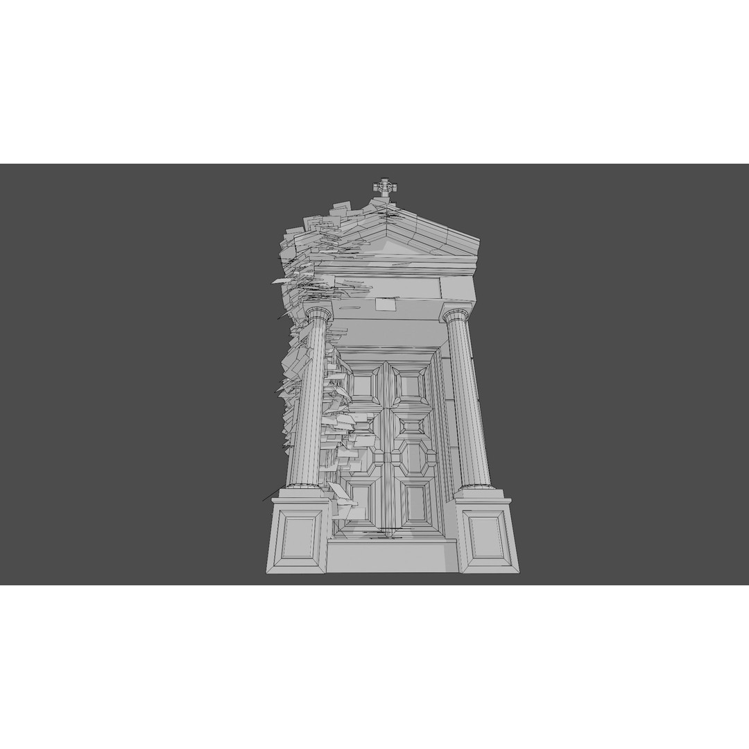 Cemetery Mausoleum 3D Model – Low Poly Game Asset, FBX & OBJ - View 20