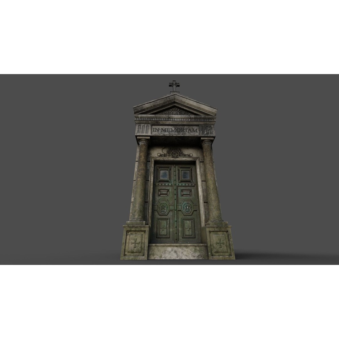 Cemetery Mausoleum 3D Model – Low Poly Game Asset, FBX & OBJ - View 21