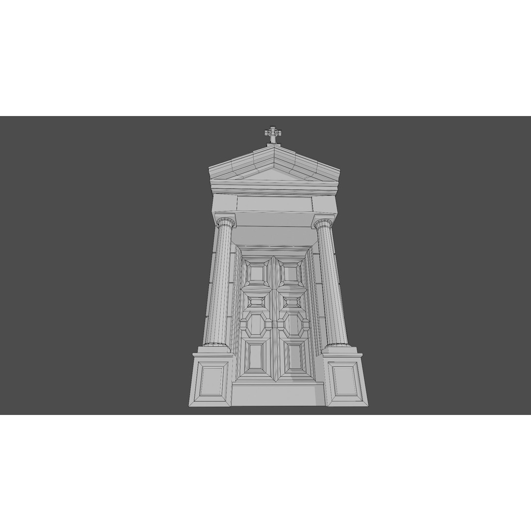 Cemetery Mausoleum 3D Model – Low Poly Game Asset, FBX & OBJ - View 22