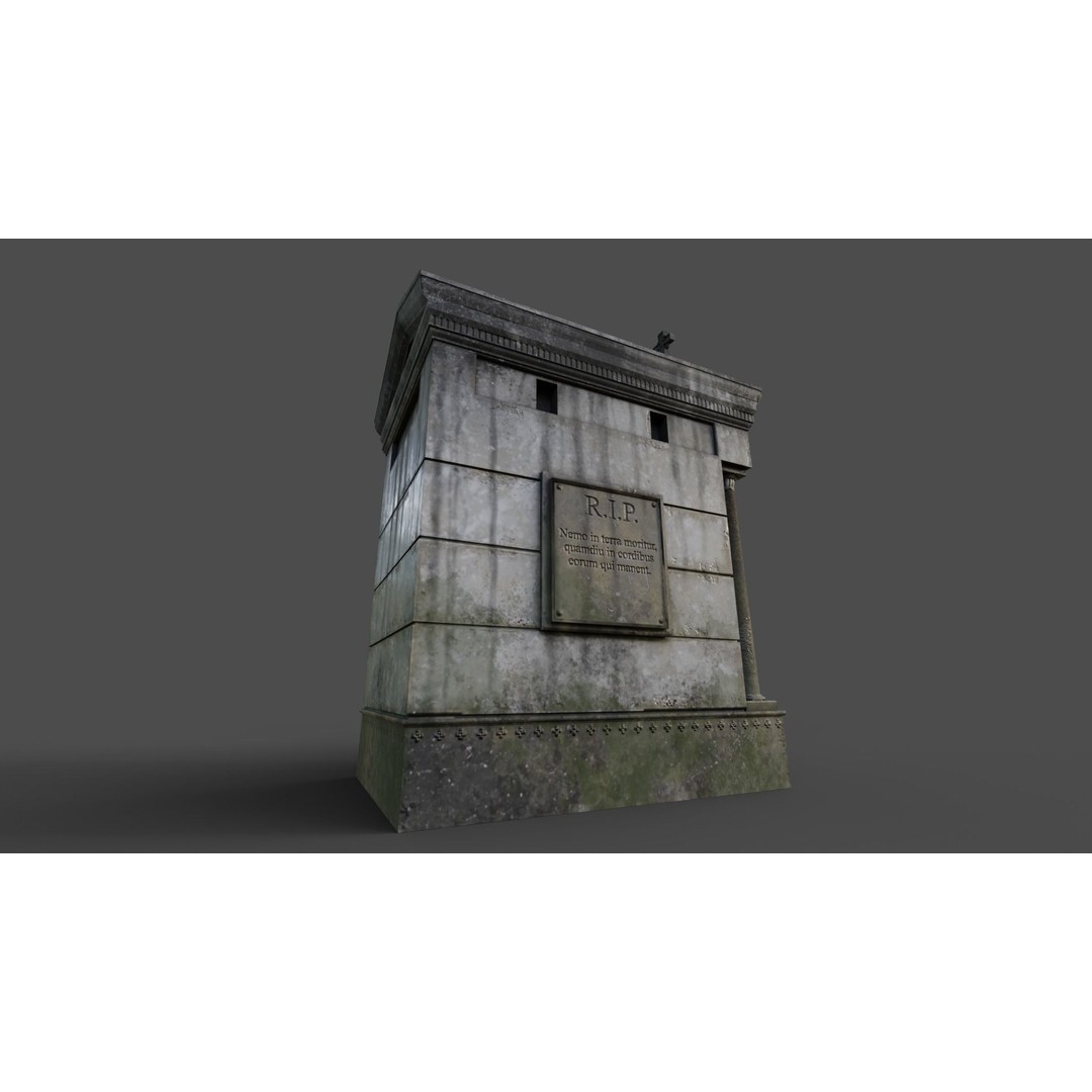 Cemetery Mausoleum 3D Model – Low Poly Game Asset, FBX & OBJ - View 25