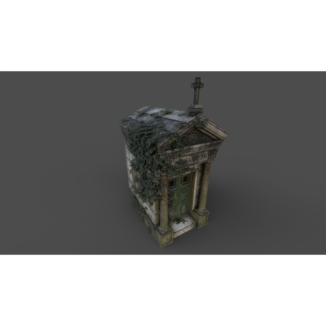 Cemetery Mausoleum 3D Model – Low Poly Game Asset, FBX & OBJ - View 27
