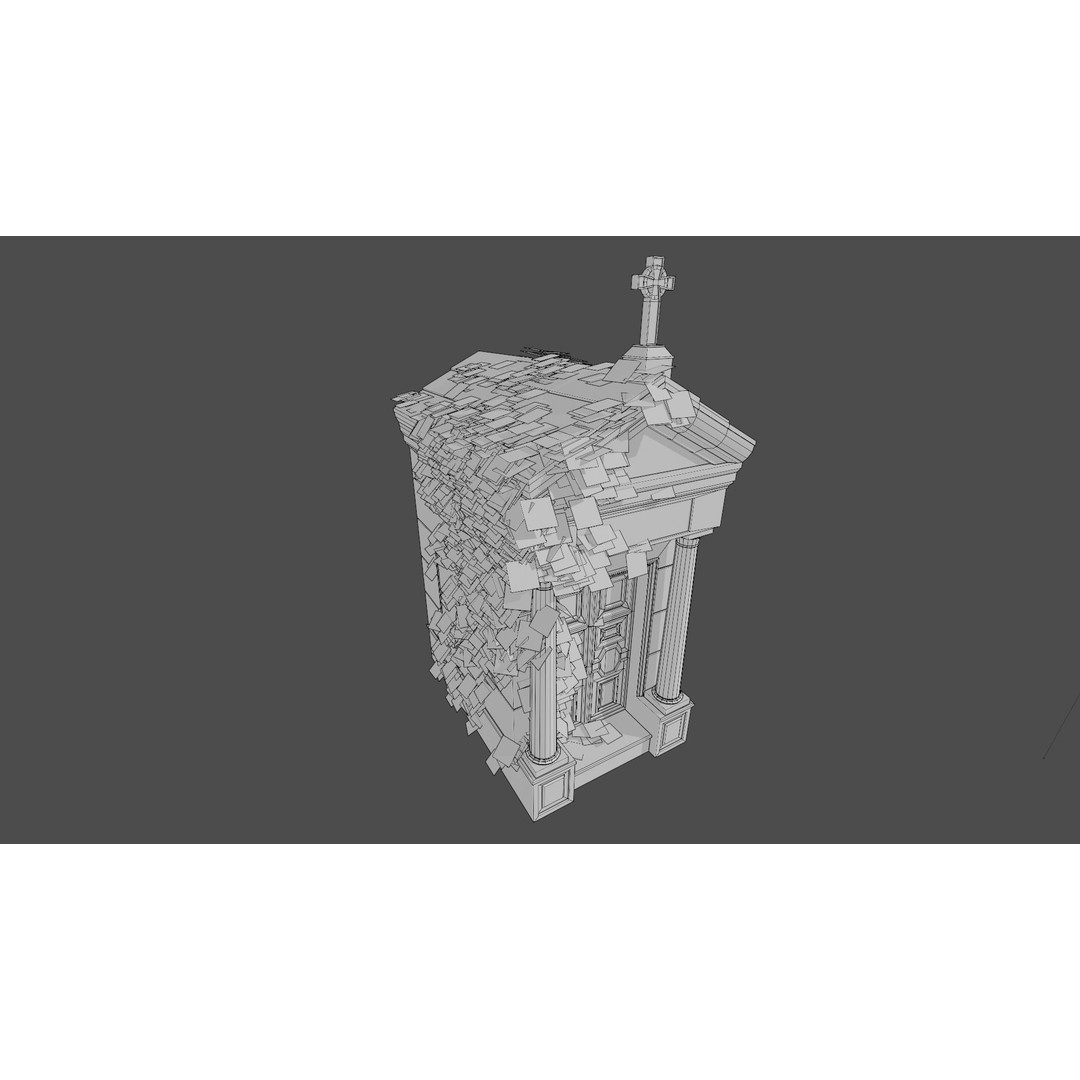 Cemetery Mausoleum 3D Model – Low Poly Game Asset, FBX & OBJ - View 28