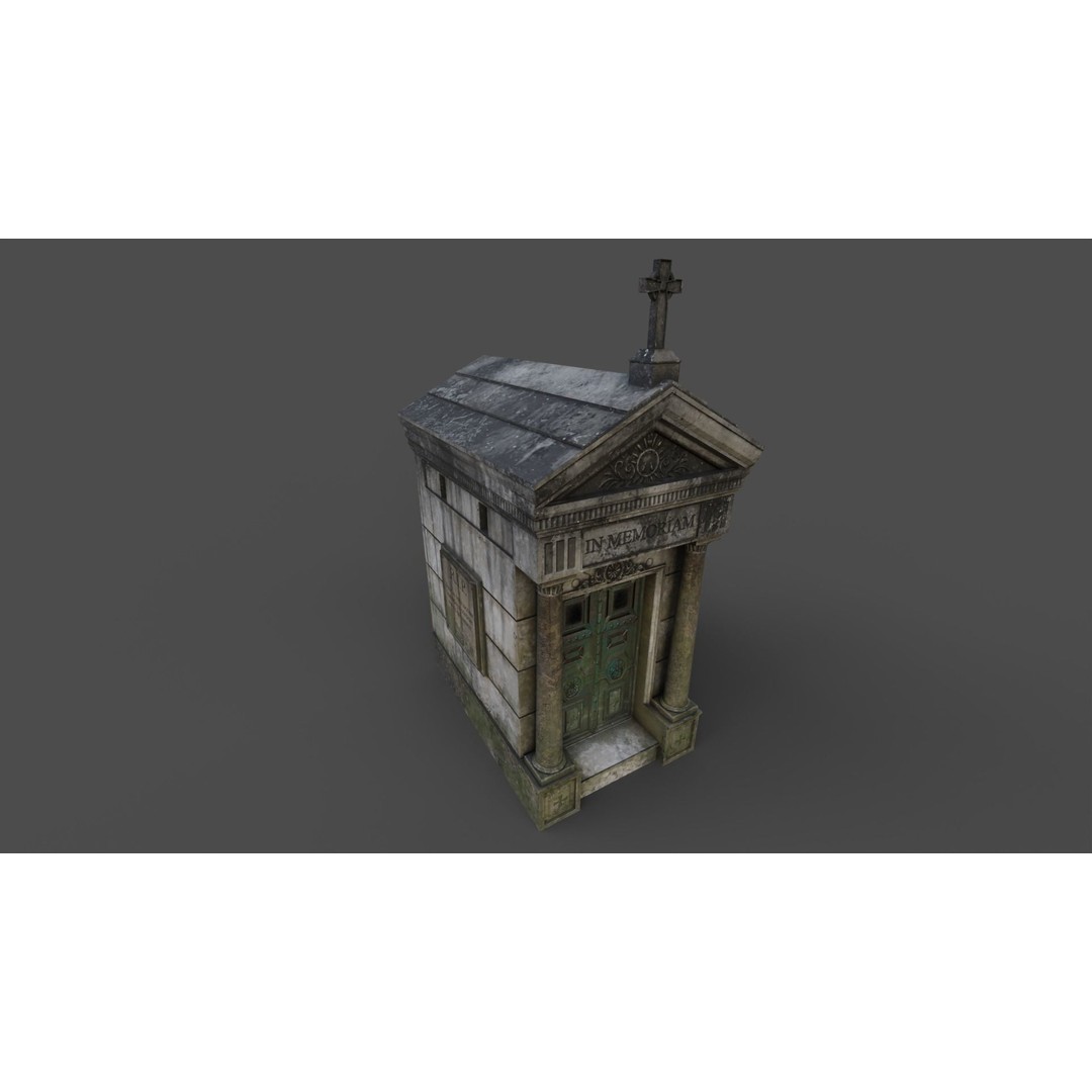 Cemetery Mausoleum 3D Model – Low Poly Game Asset, FBX & OBJ - View 29