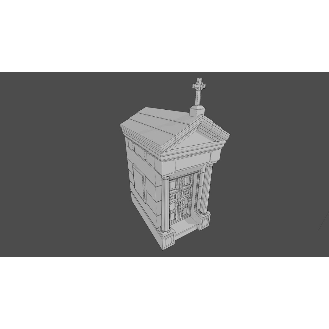 Cemetery Mausoleum 3D Model – Low Poly Game Asset, FBX & OBJ - View 30