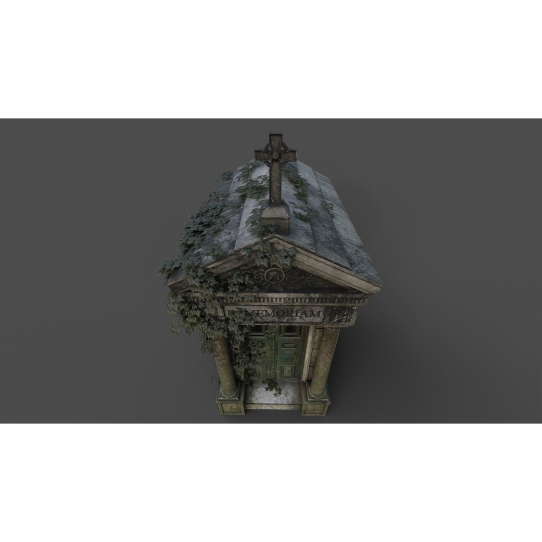 Cemetery Mausoleum 3D Model – Low Poly Game Asset, FBX & OBJ - View 31