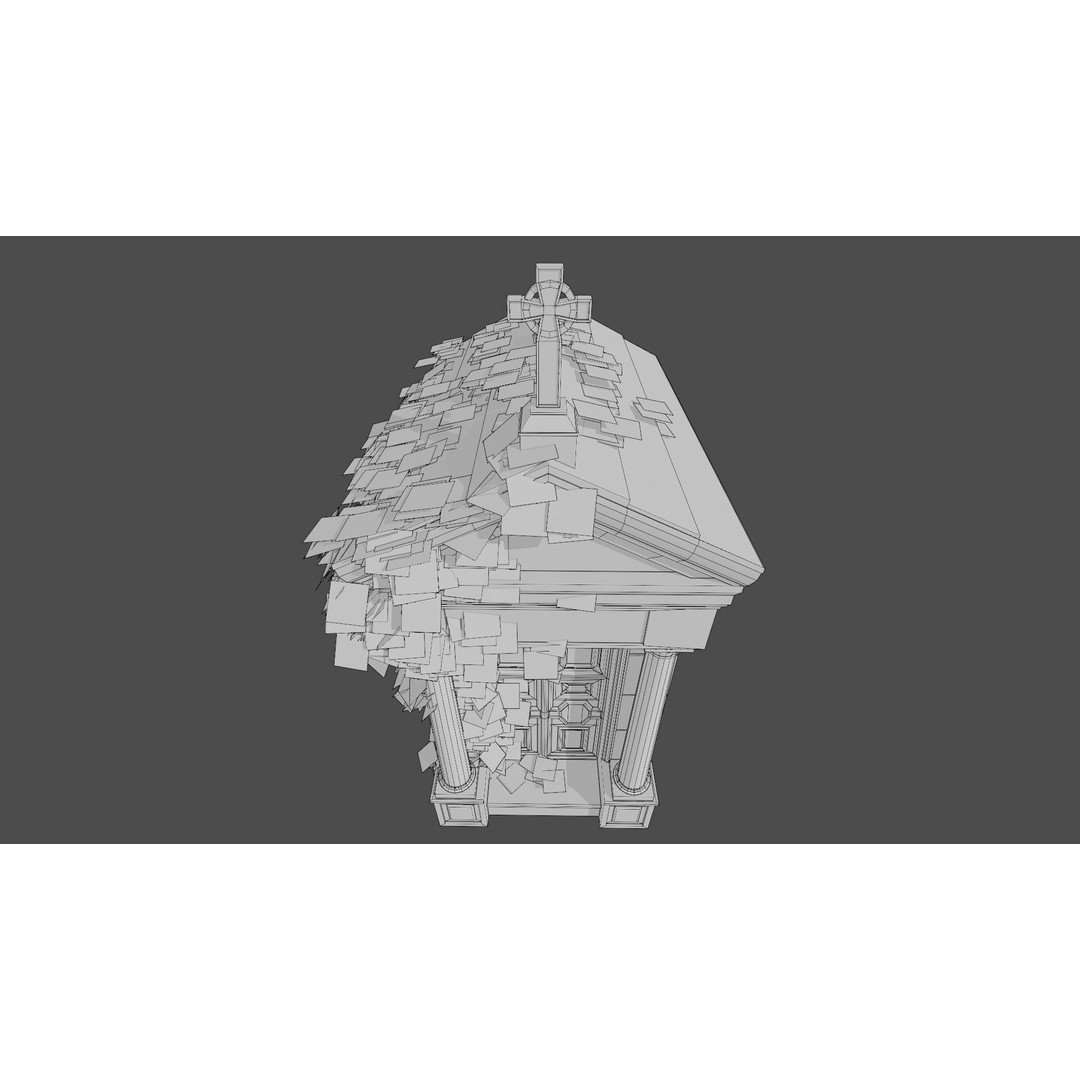 Cemetery Mausoleum 3D Model – Low Poly Game Asset, FBX & OBJ - View 32