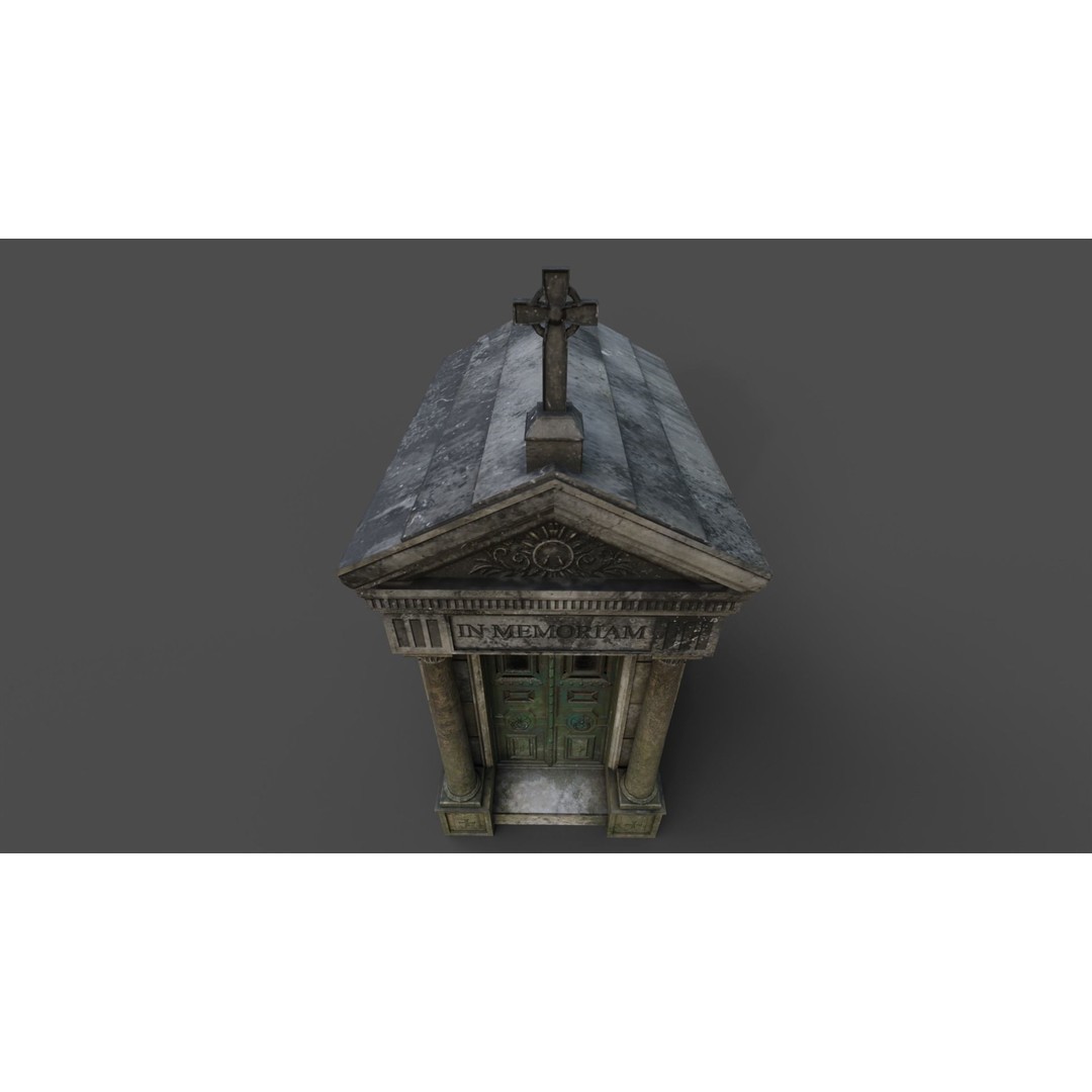 Cemetery Mausoleum 3D Model – Low Poly Game Asset, FBX & OBJ - View 33