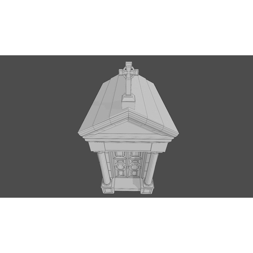 Cemetery Mausoleum 3D Model – Low Poly Game Asset, FBX & OBJ - View 34