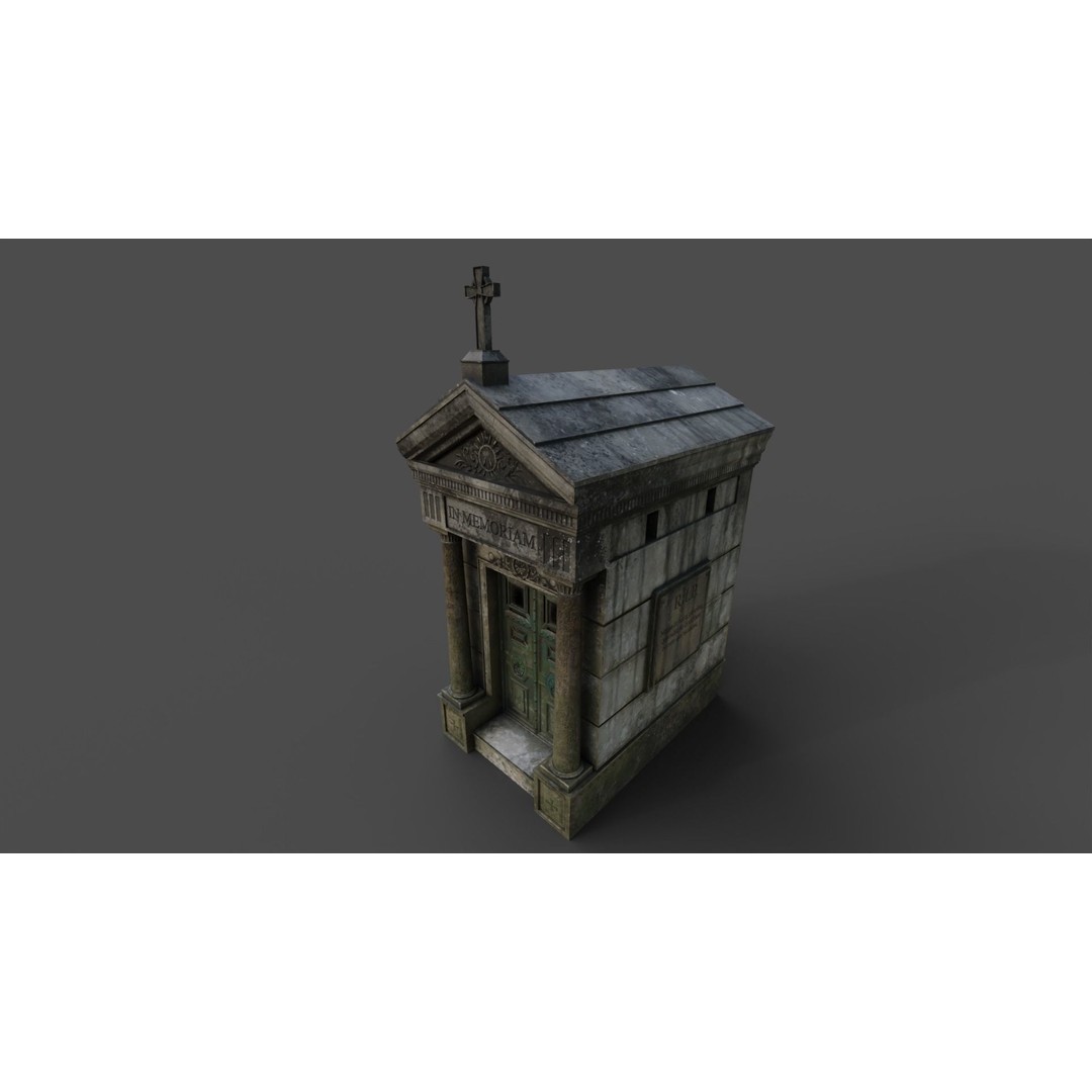 Cemetery Mausoleum 3D Model – Low Poly Game Asset, FBX & OBJ - View 37