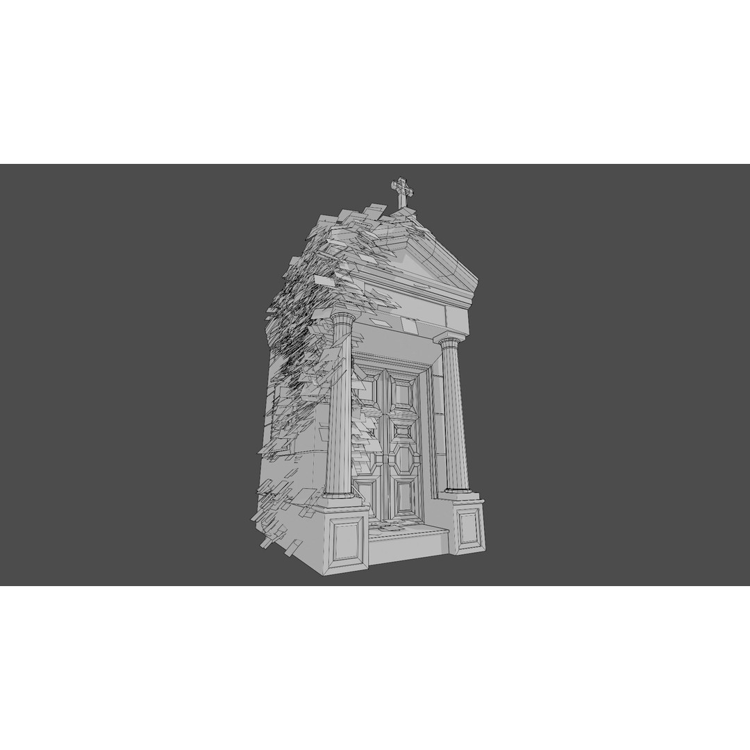 Cemetery Mausoleum 3D Model – Low Poly Game Asset, FBX & OBJ - View 4