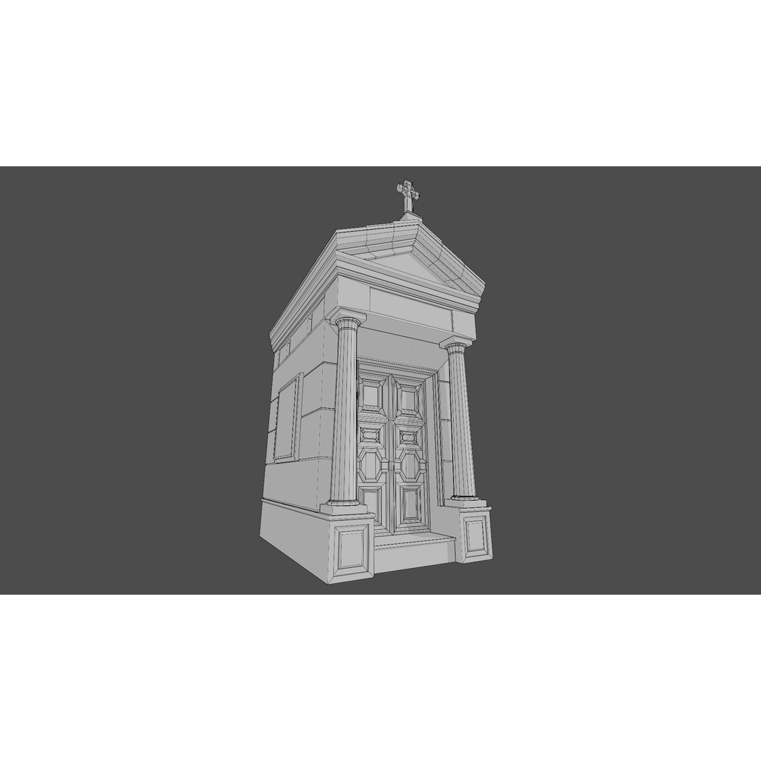 Cemetery Mausoleum 3D Model – Low Poly Game Asset, FBX & OBJ - View 6