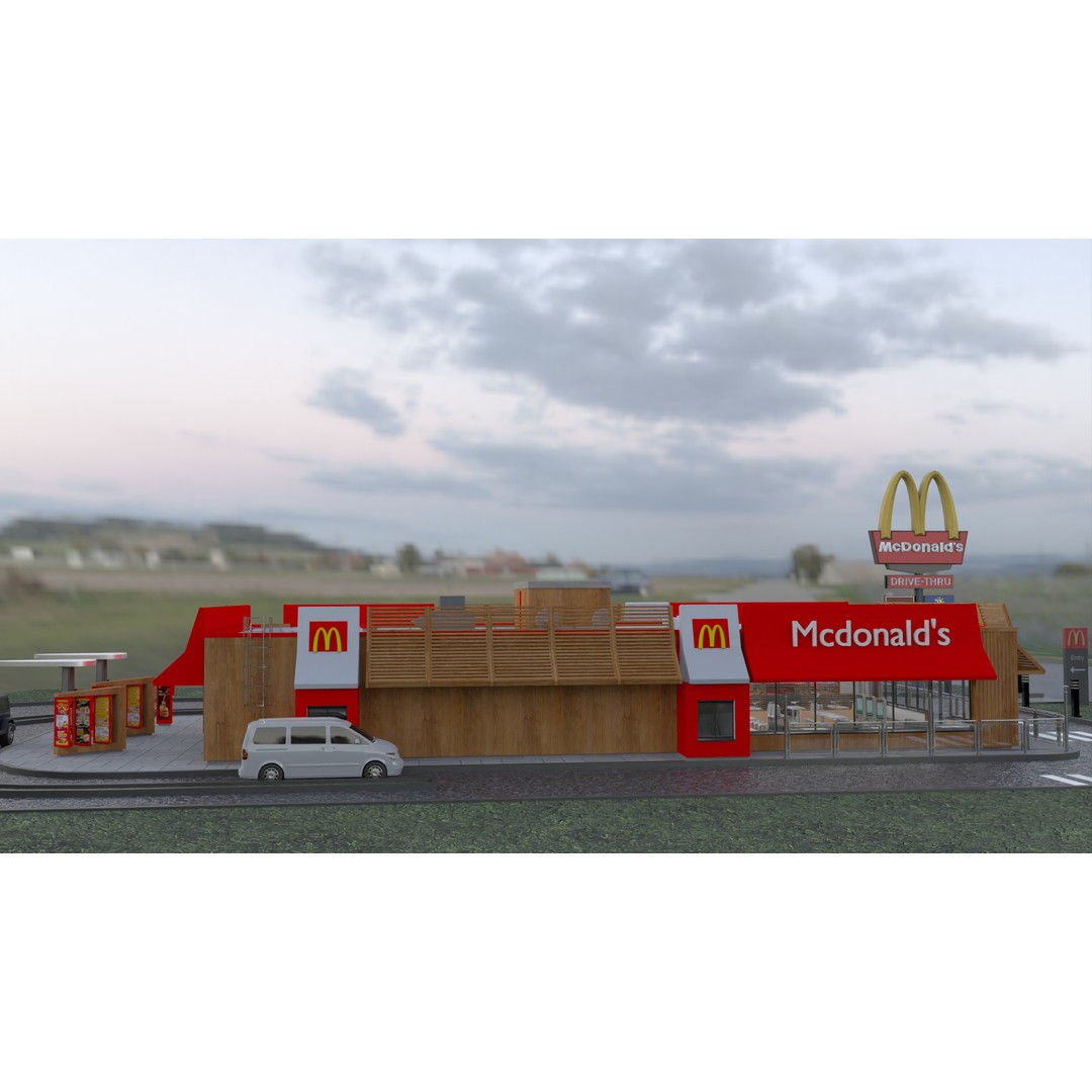 McDonald's Restaurant 3D Model – High-Quality Game Asset, FBX, OBJ - View 10