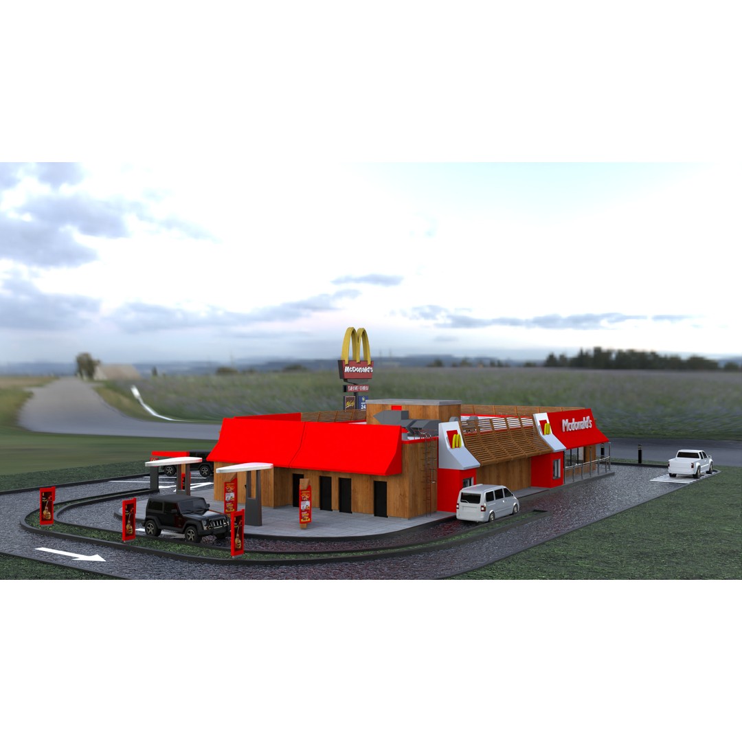 McDonald's Restaurant 3D Model – High-Quality Game Asset, FBX, OBJ - View 11