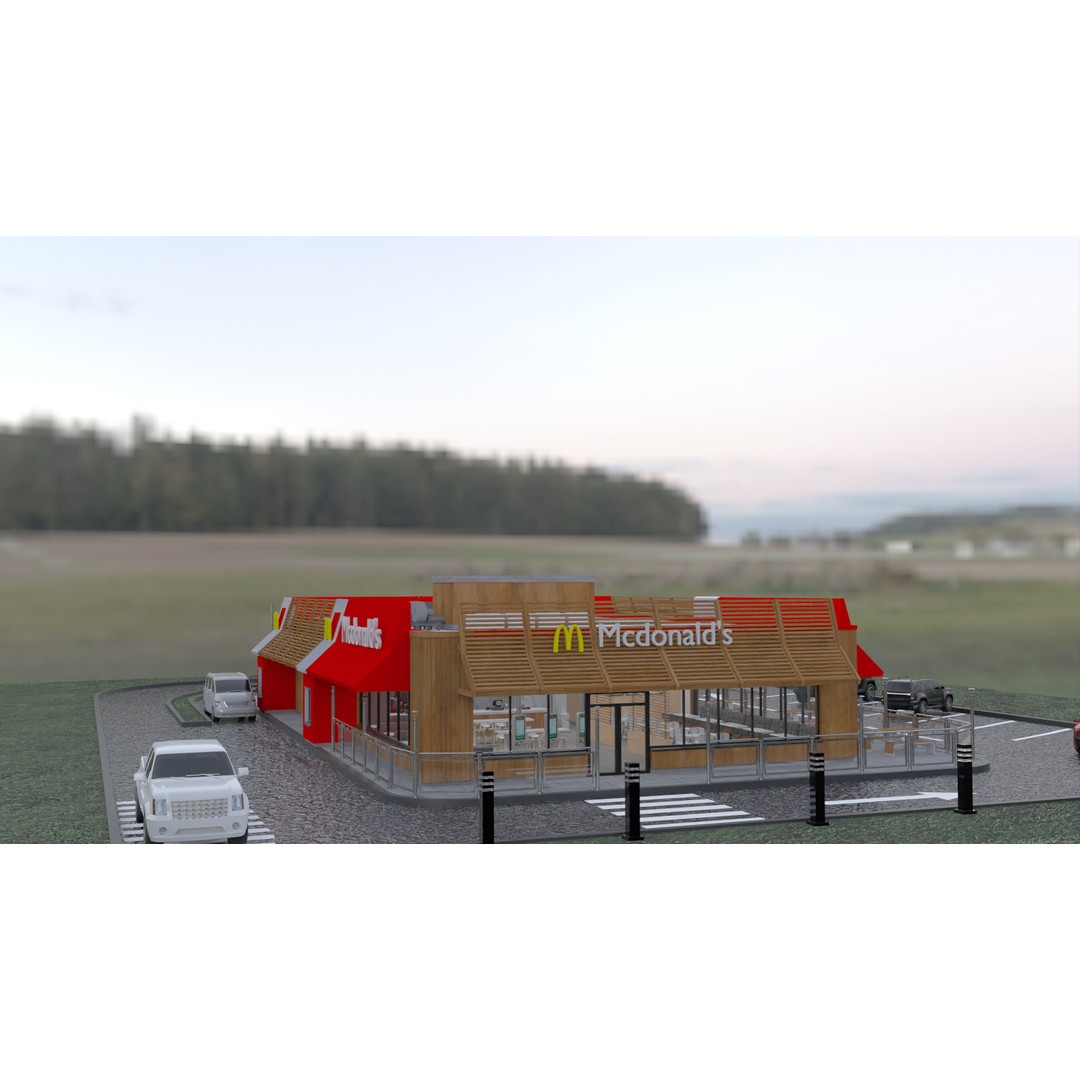 McDonald's Restaurant 3D Model – High-Quality Game Asset, FBX, OBJ - View 12